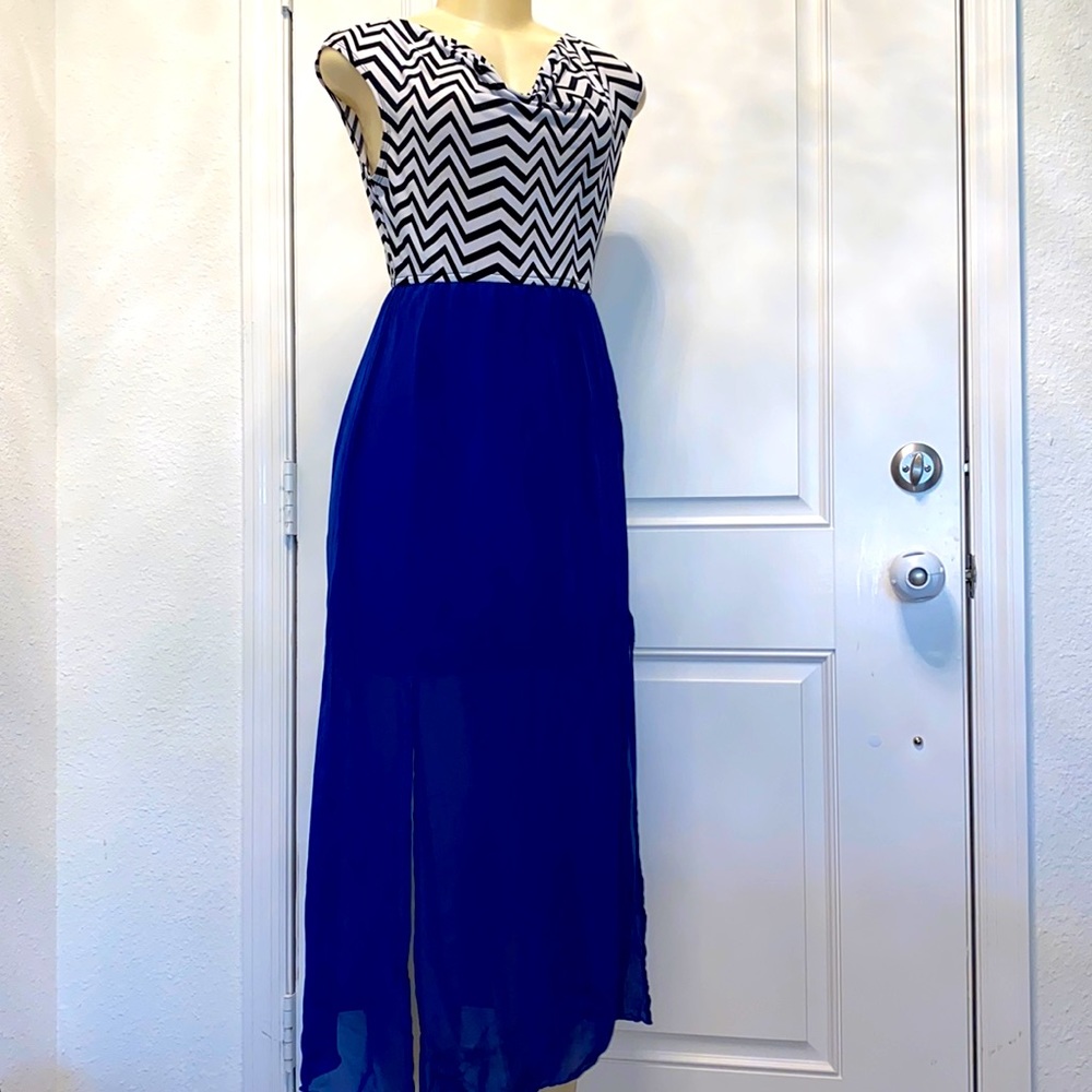 Dress|long|blue/white/black|size S|